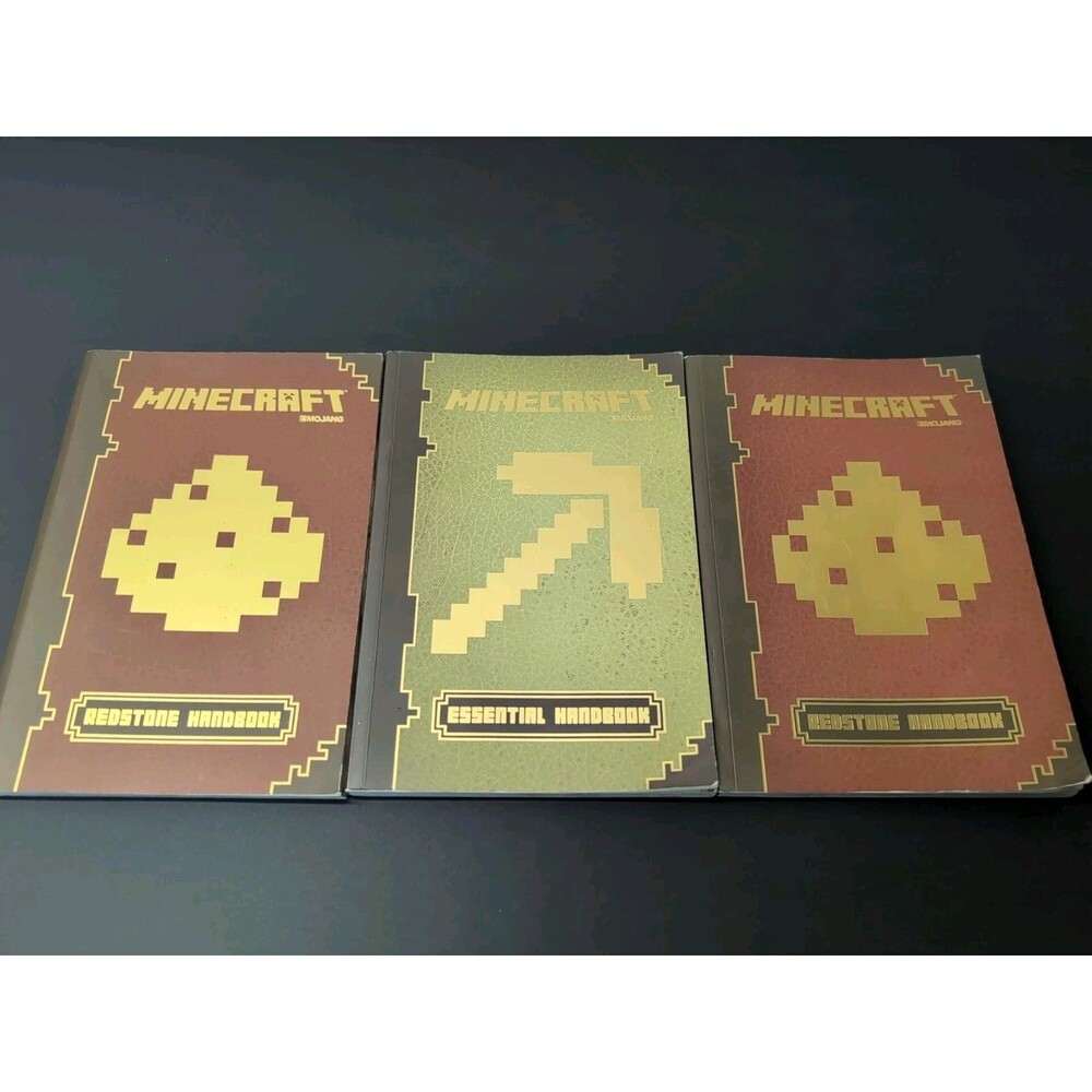 3 Book Lot: Minecraft Handbook Book Lot Essential & 2 Redstone Handbooks Mojang